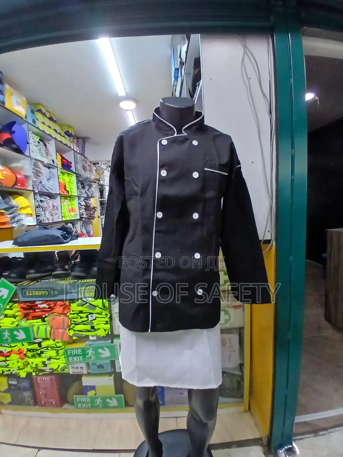 Black Chef Jackets With Half White Apron