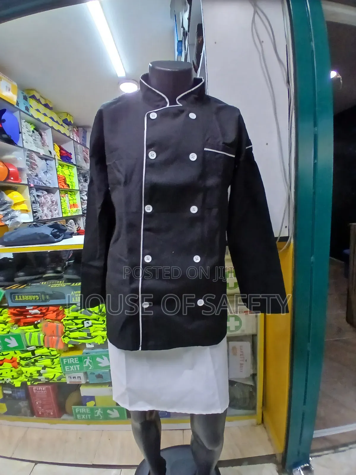 Black Chef Jackets With Half White Apron