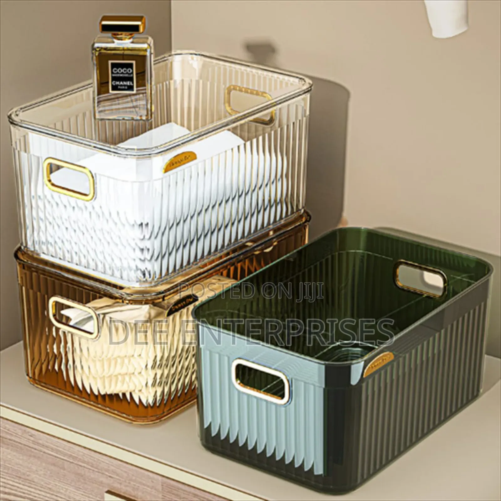 Big Elegant Gold Handle Container 27x21x10cm