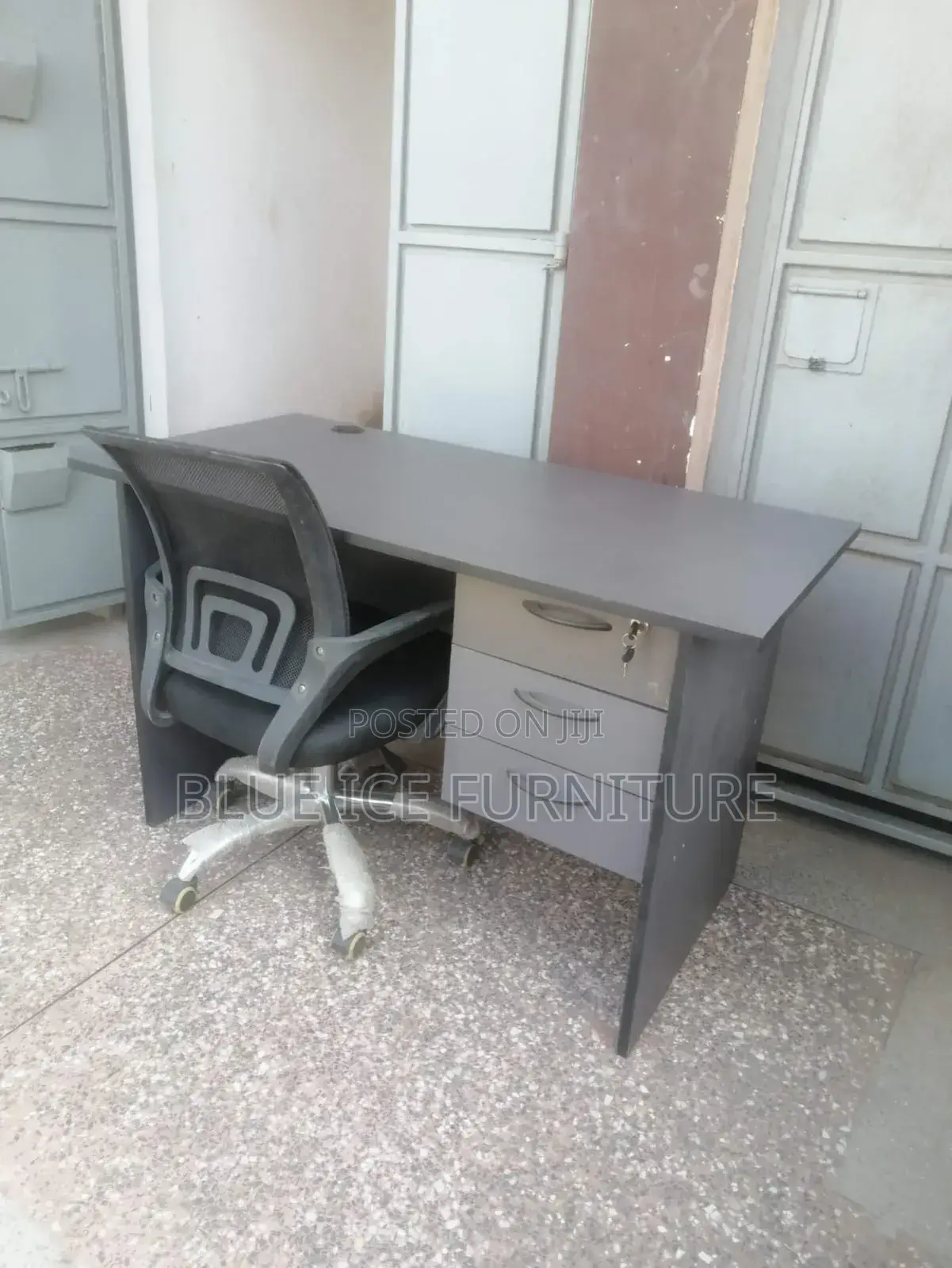 Impoted Mesh Chair and Gray Office Desk
