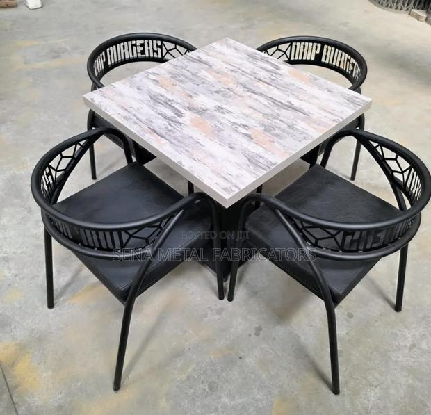 Square Dining Restaurant Set of 4 Chairs and a Table.