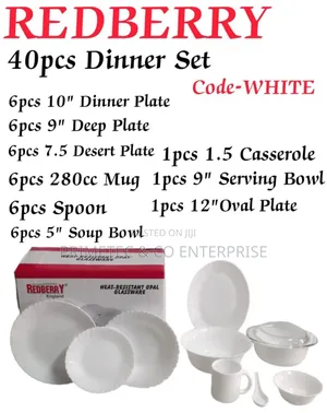 Redberry Premium Range of Opalware 40pcs Dinner Set .