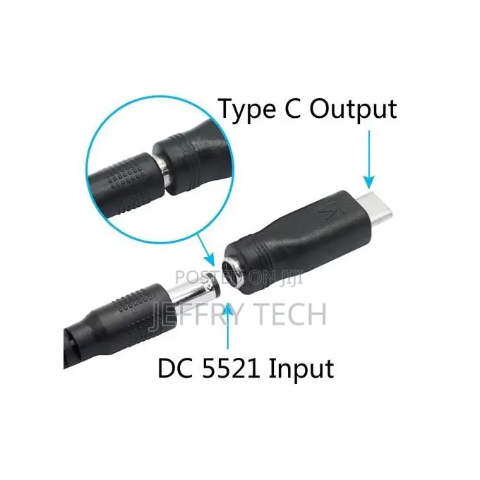 Dc Power Adapter (5.5mm X 2.1mm Female Jack) to Usb-C Type C Male