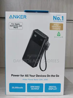 The Anker Power Bank (20,000mah, 30w).