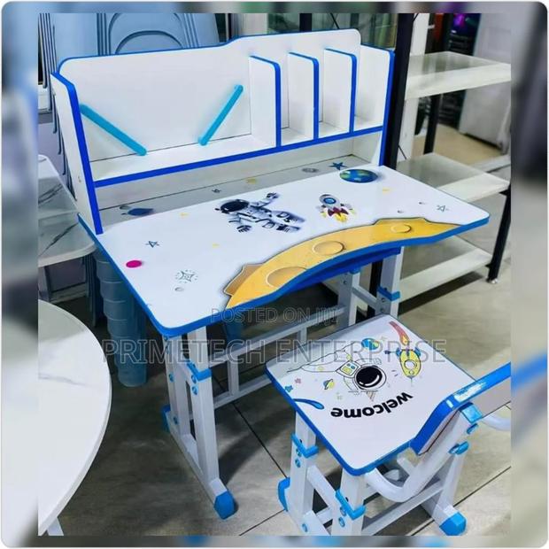 Excellent Kids Study Table-Blue and White - main view