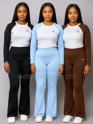 Trendy 2-Piece Women’S Outfit – Long Sleeve Top Flared Pants Set