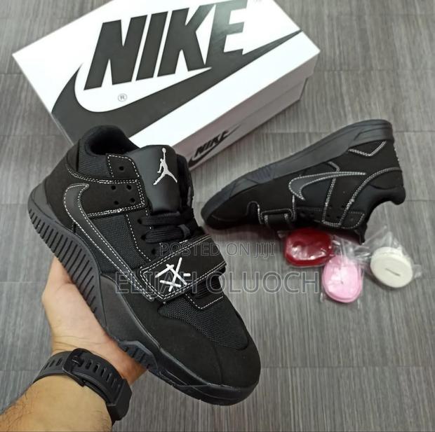 Air Jordan Jumpman X Travis Scott Black Leather Shoes