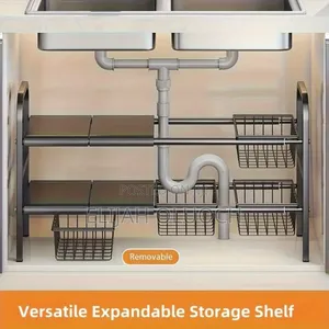 2 Layer Stainless Steel Expandable Under the Sink Pool Rack