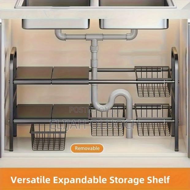 2 Layer Stainless Steel Expandable Under the Sink Pool Rack