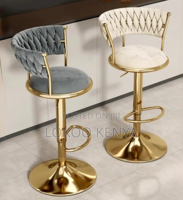 Barstool : Modern Leather High Chair for Bar Kitchen - thumbnail 4