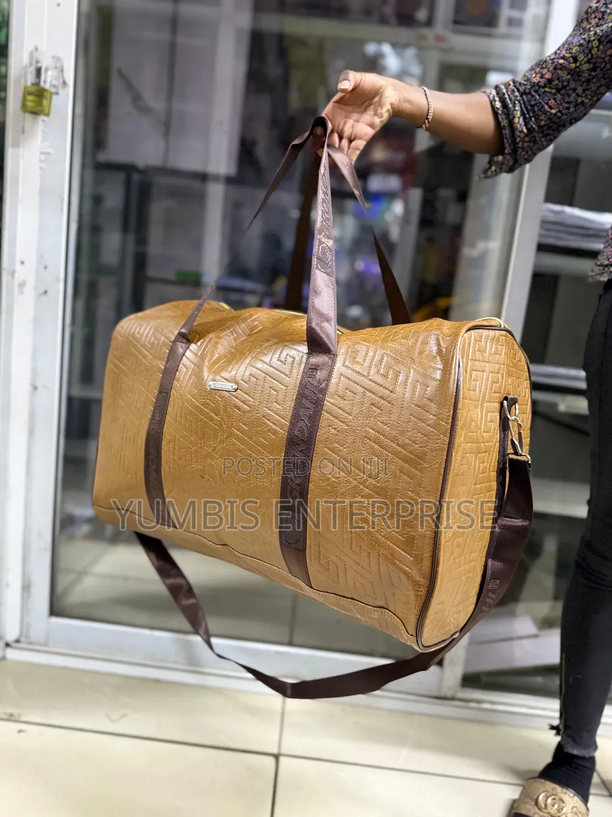 Big Capacity Leather Travelling Bag's in Light Blue Shade