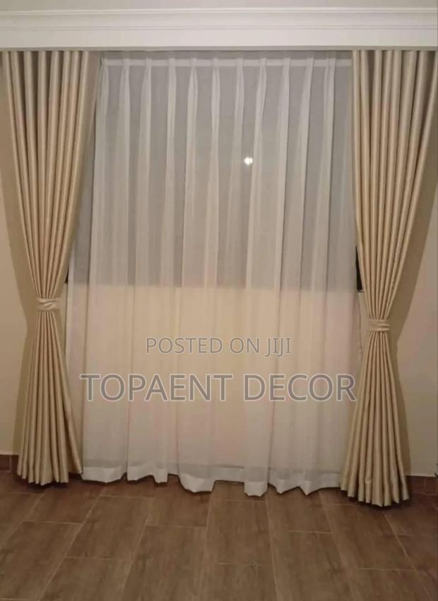 Cream 2piece Window Curtains and Transparent Sheer - main view