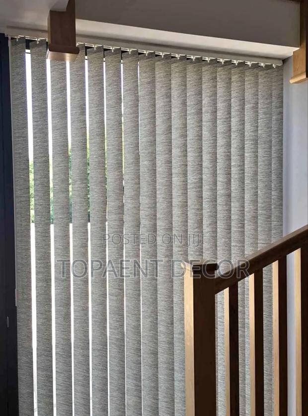 Light Grey Staircase Window Vertical Curtain Blinds - main view
