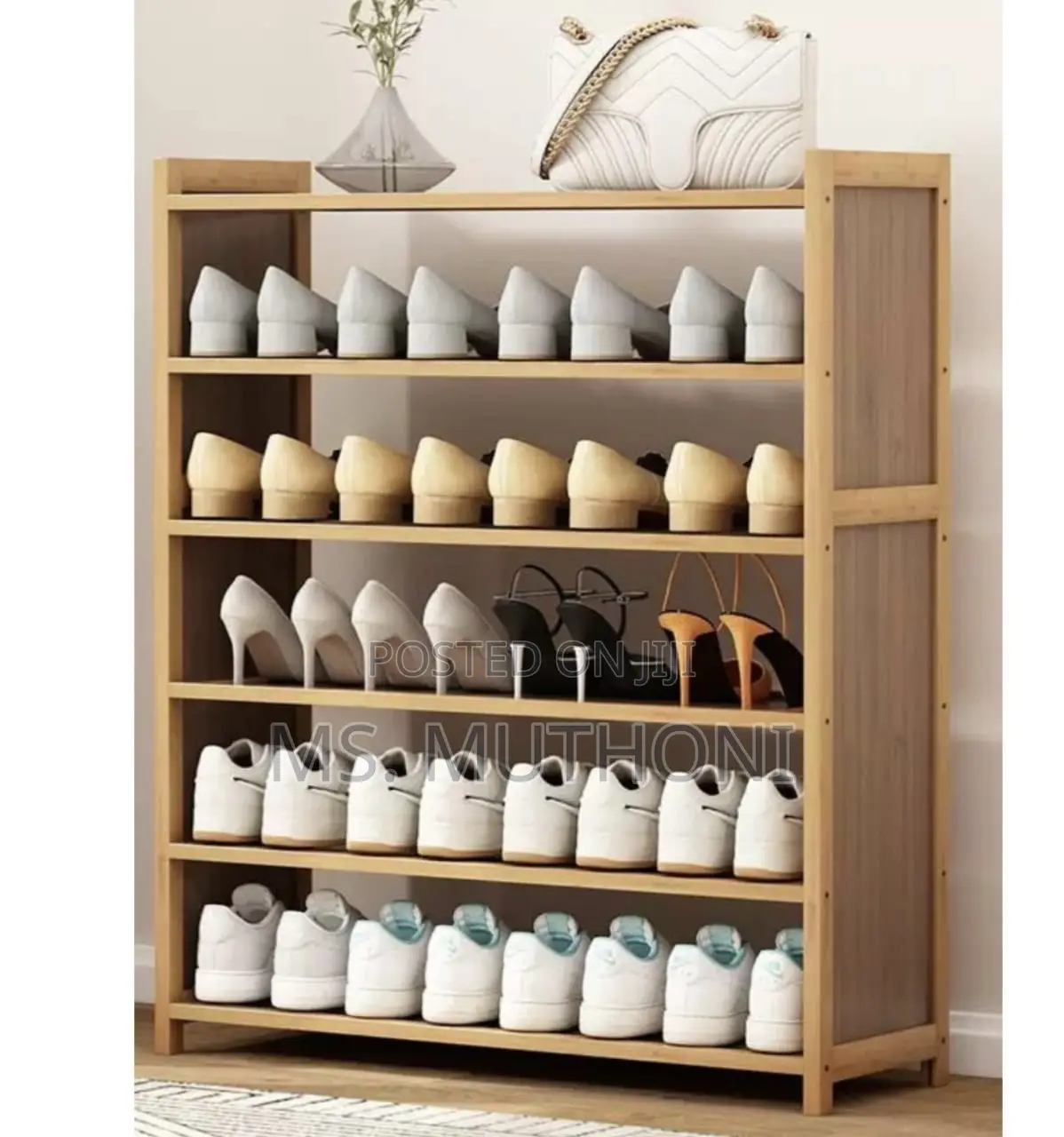Simple Rustic 6 Layer Bamboo Shoe Rack