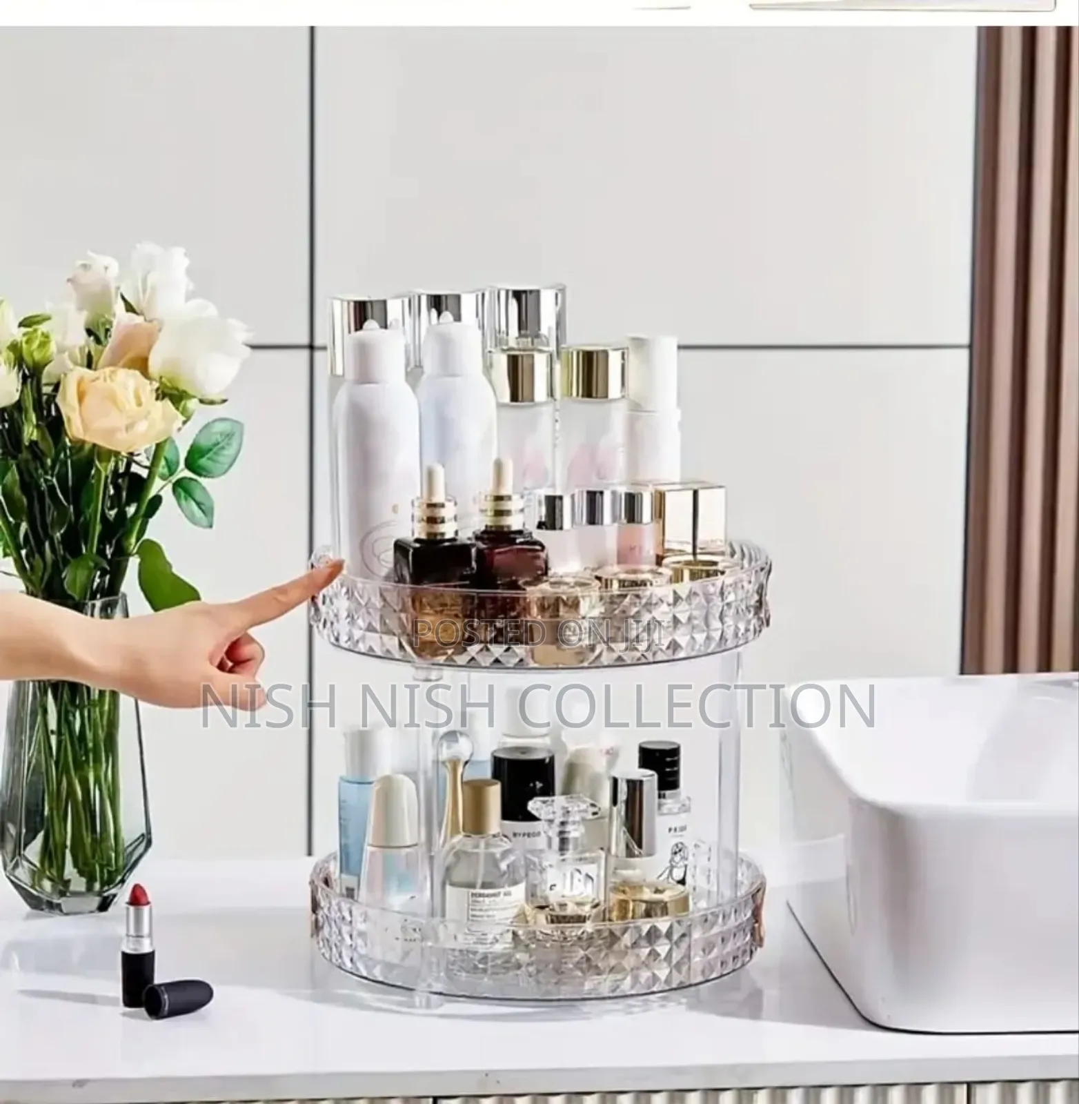 *2-Tier Diamond Pattern Rotating Lazy Susan