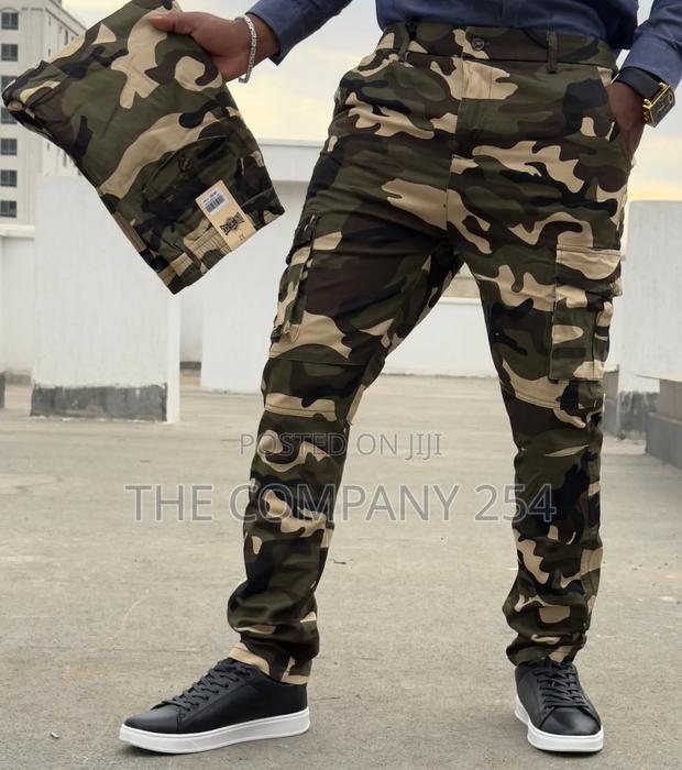 Quality Hard Khaki Designer Combat Side Pocket Cargo Slim Fit Trouser