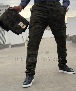 Quality Hard Khaki Designer Combat Side Pocket Cargo Slim Fit Trouser