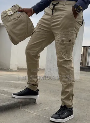 Quality Khaki Made Cargo Slim Fit Plain Casual Trouser