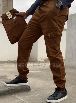 Quality Khaki Made Cargo Slim Fit Plain Casual Trouser