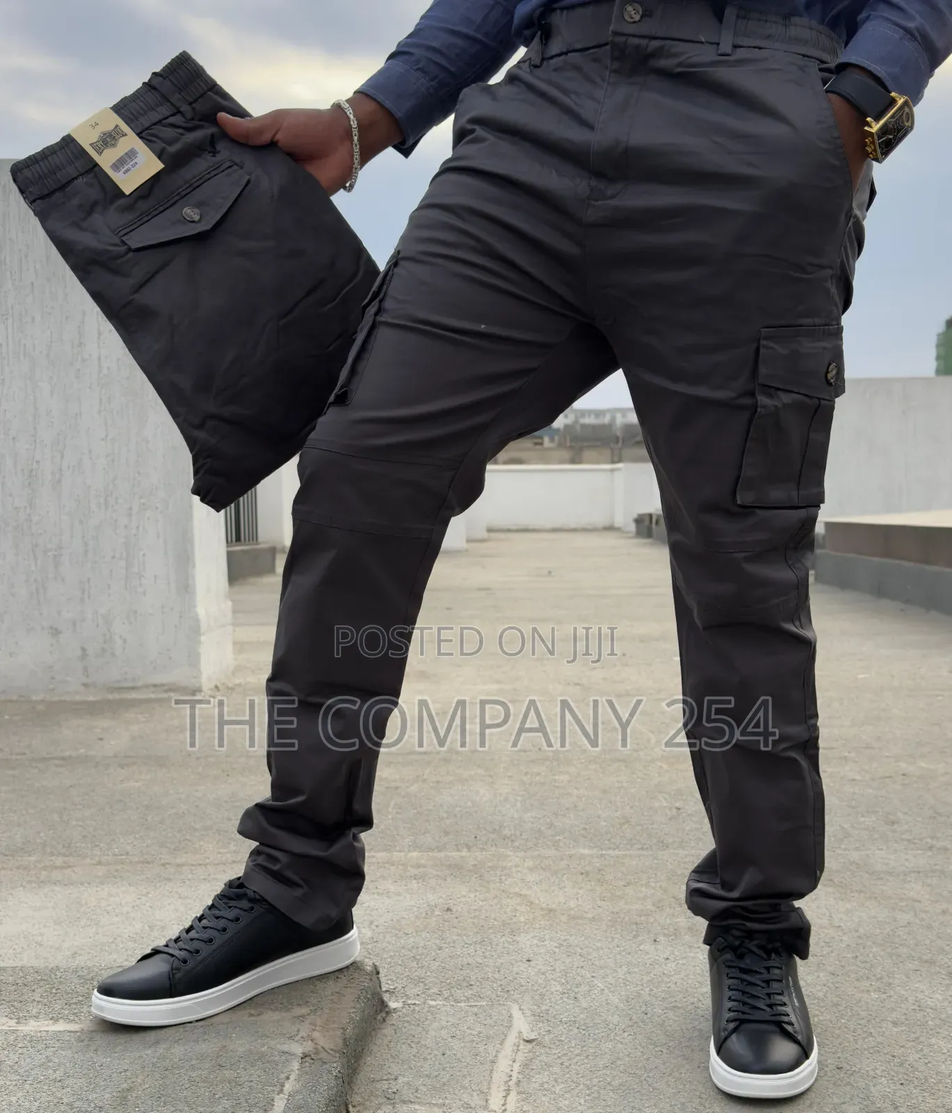 Quality Khaki Made Cargo Slim Fit Plain Casual Trouser