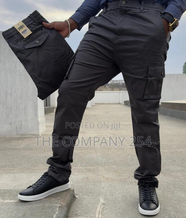 Quality Khaki Made Cargo Slim Fit Plain Casual Trouser - thumbnail 5