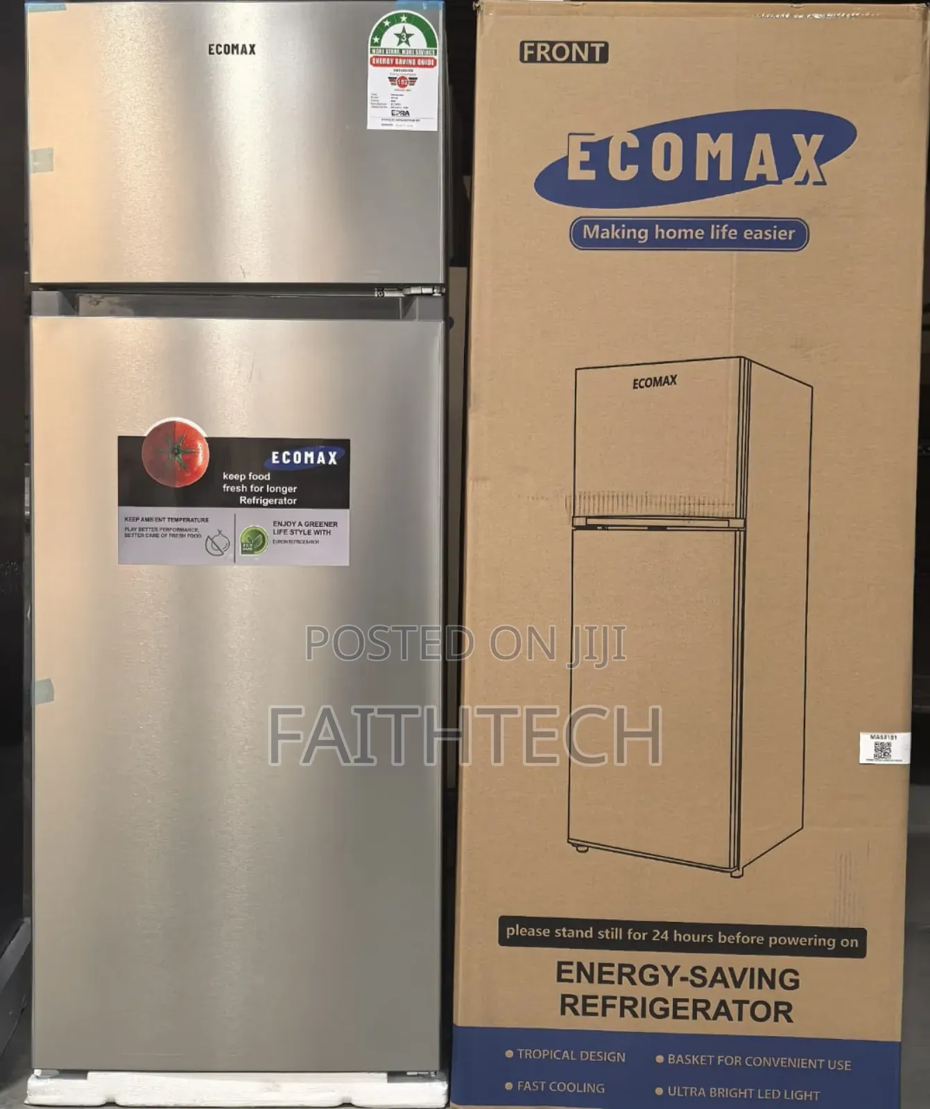 Ecomax 230 Litres Dark Silver Double Door Refrigerator