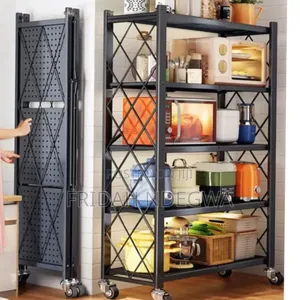 *Foldable Multipurpose Rack With Shelves & Wheels/ Kitchen Rack*