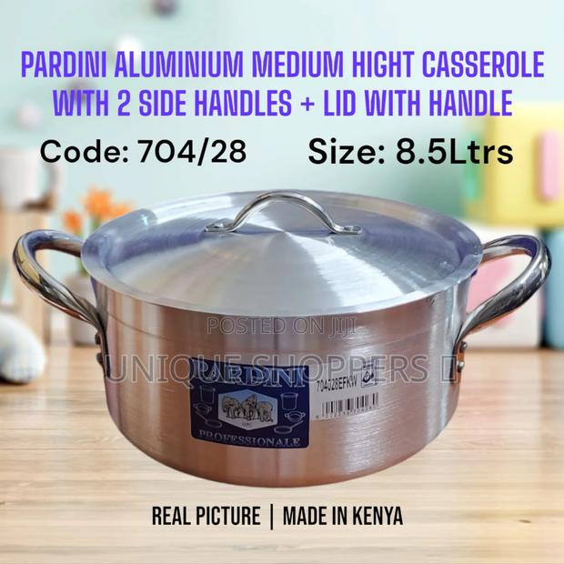 Pardini Aluminium Medium Height Casserole With 2 Handle Lid 8.5ltr