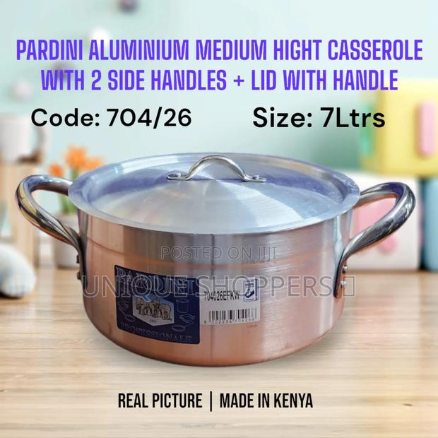 Pardini Aluminium Medium Height Casserole With 2handle and Lid 7ltr
