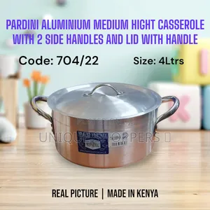 704/22 Aluminium Medium Height Casserole With 2 Handle and Lid 4ltr
