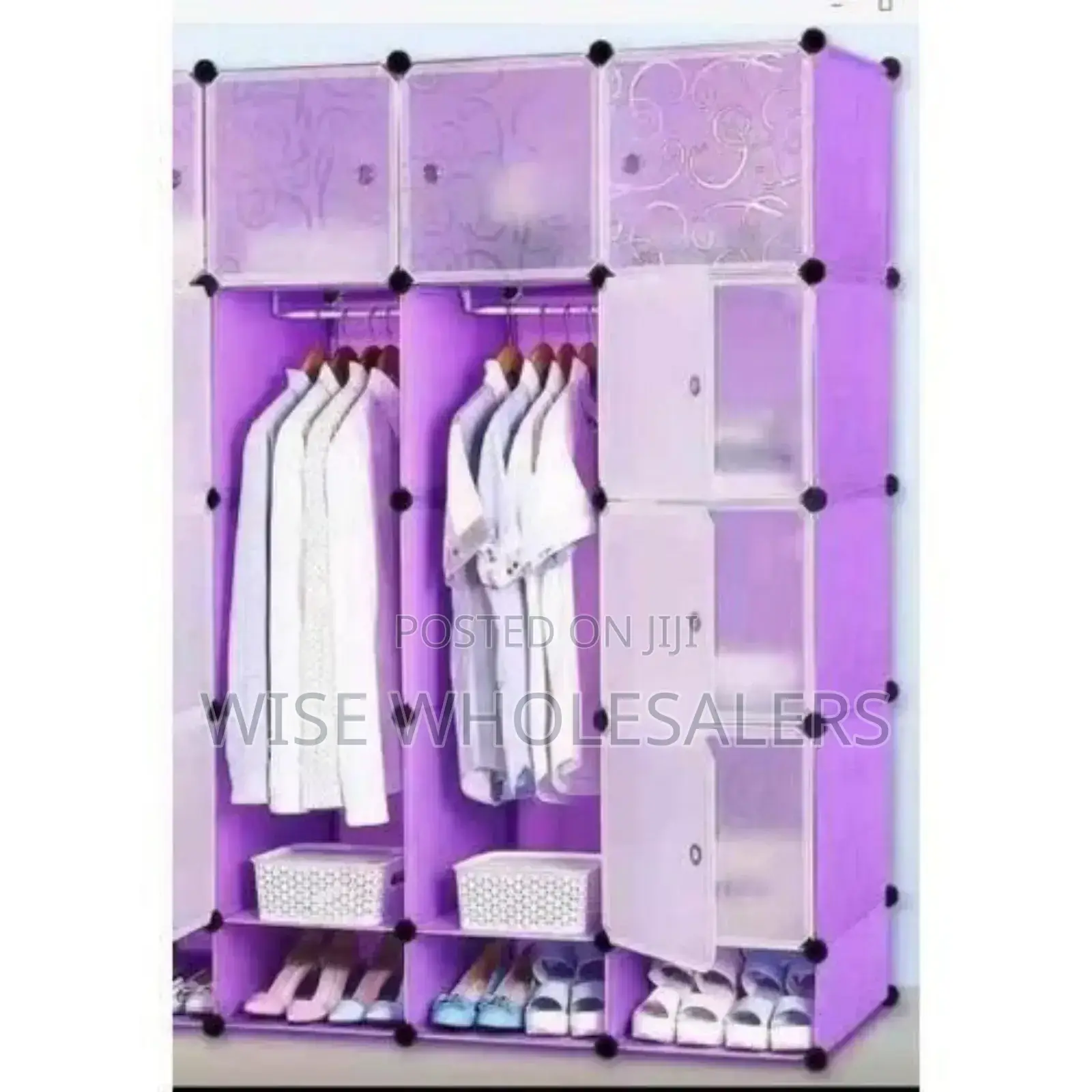Luxurious Quality Heavy Duty Portable 3-column Plastic Wardrobes.