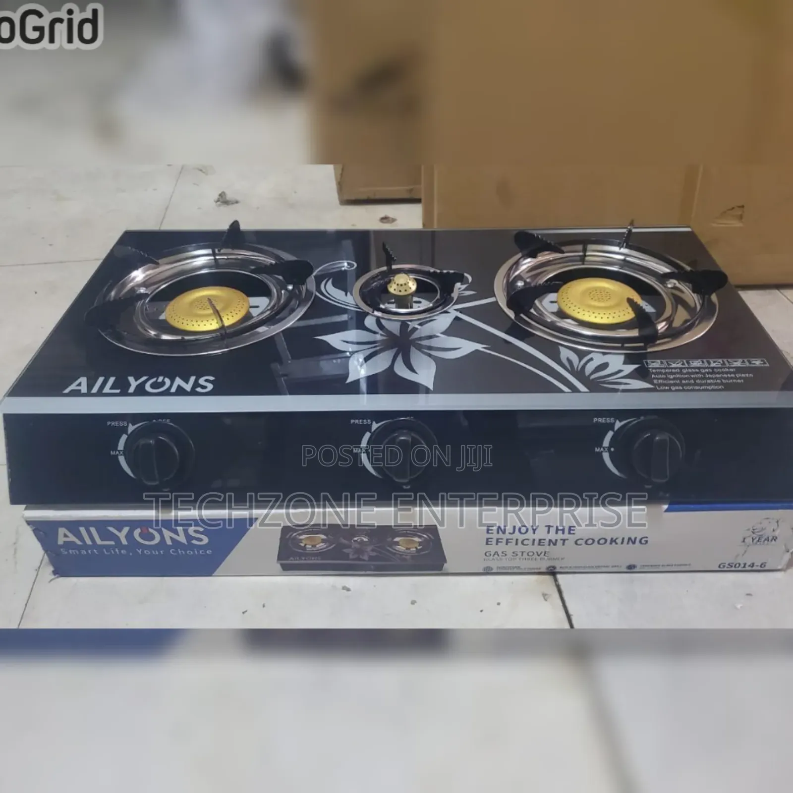 Ailyons Gs-301 3-Burner Glass Tabletop Gas Cookers 