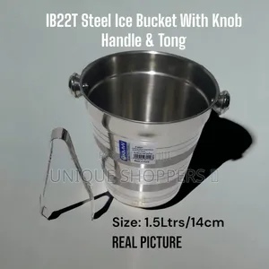 Steel Ice Bucket With Knob Handle Tong 1.5ltrs/ 14cm