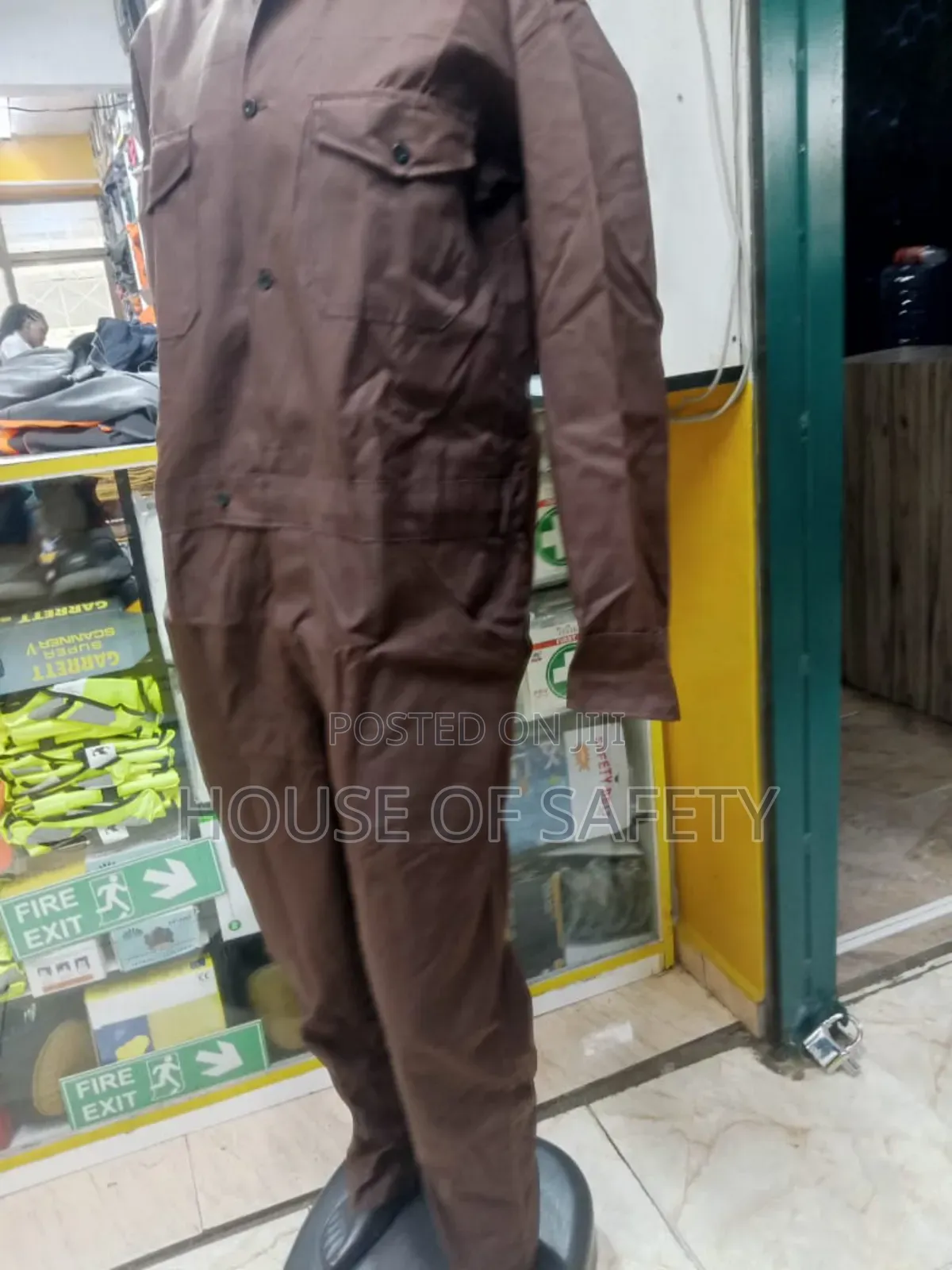 Buttoned Brown Safety Body Protection Coveralls