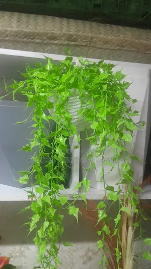 White Hanging Vase With Artificial Vines