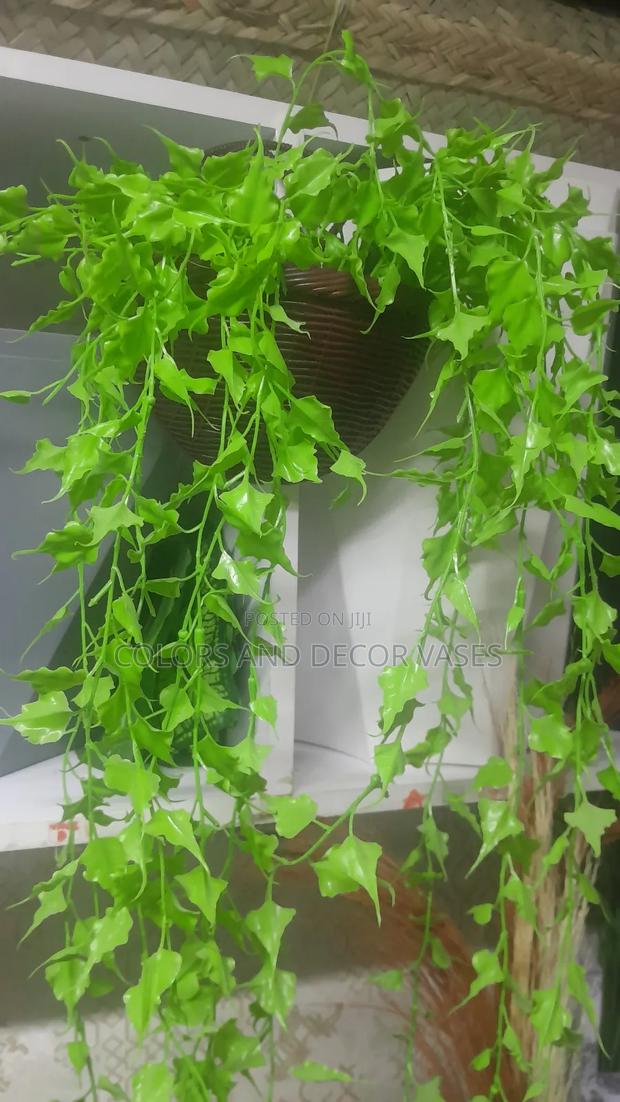 Brown Hanging Vase Plus Plastic Vines - main view