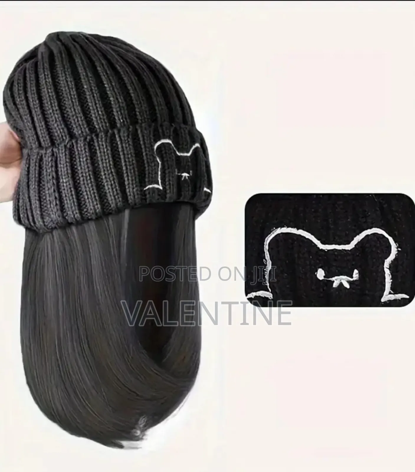 Beanie Hat Hooded With Wig