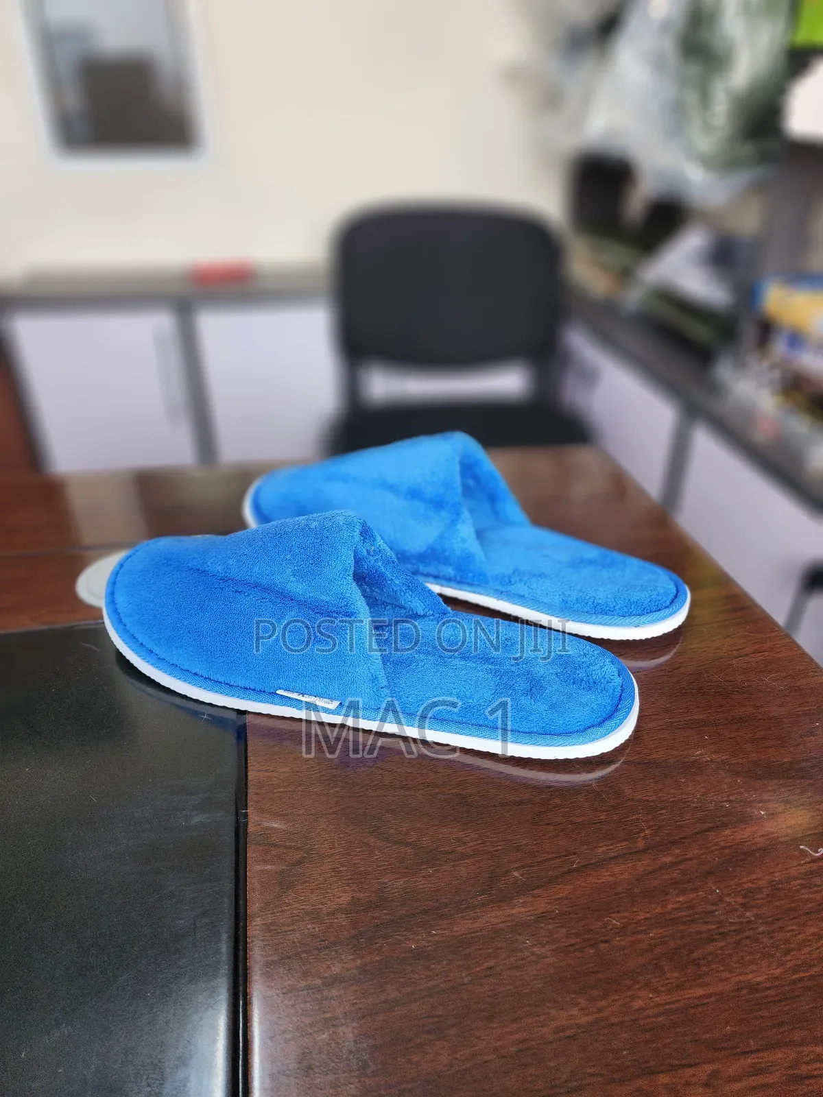 Blue Warm Faux Fur Indoor Slippers