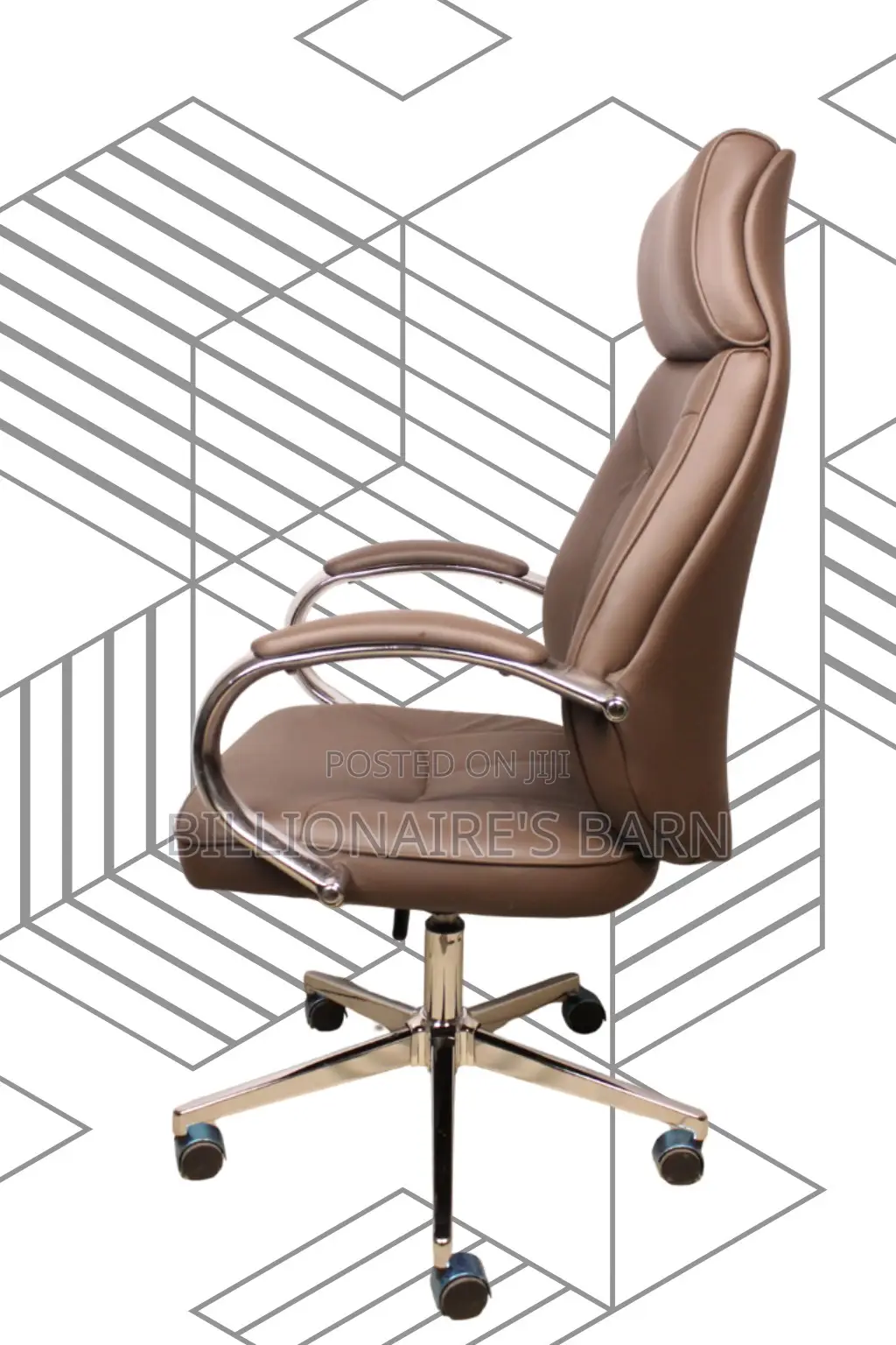 Brown Executive Leather Office Chair | Sleek Mesh Backrest