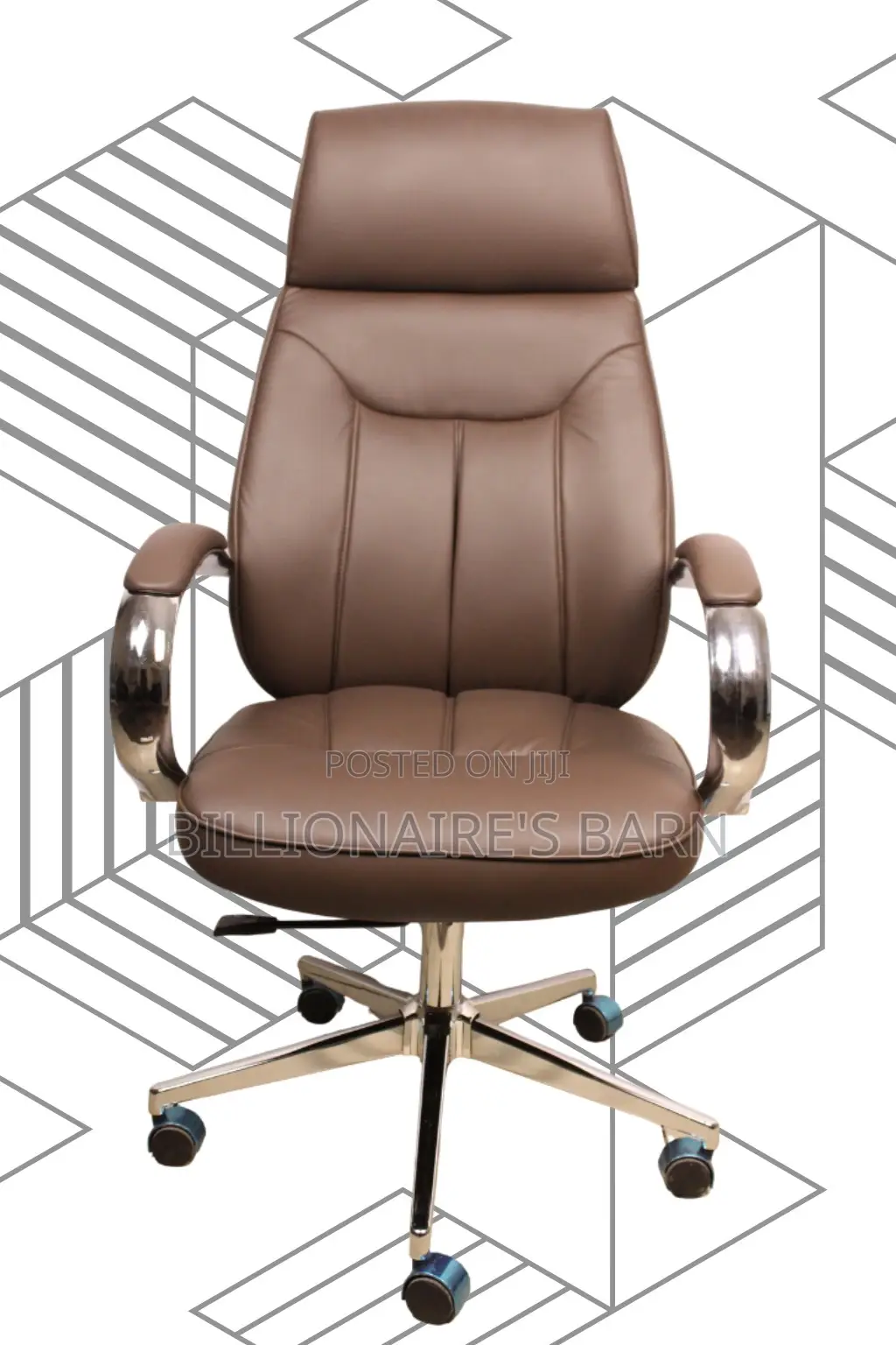 Brown Executive Leather Office Chair | Sleek Mesh Backrest
