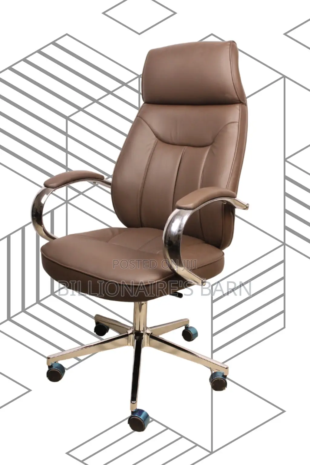 Brown Executive Leather Office Chair | Sleek Mesh Backrest