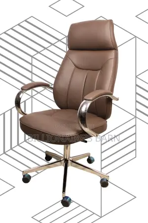 Brown Executive Leather Office Chair | Sleek Mesh Backrest