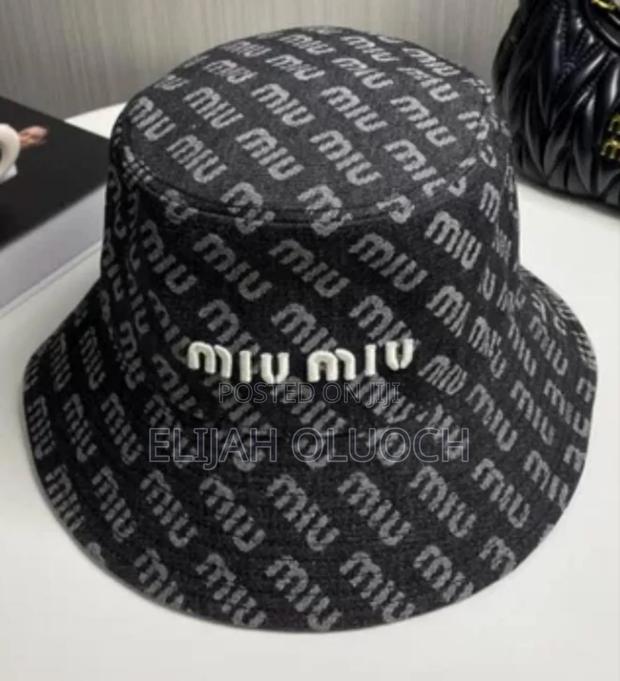 Miu Miu Black Designer Bucket Hat - main view