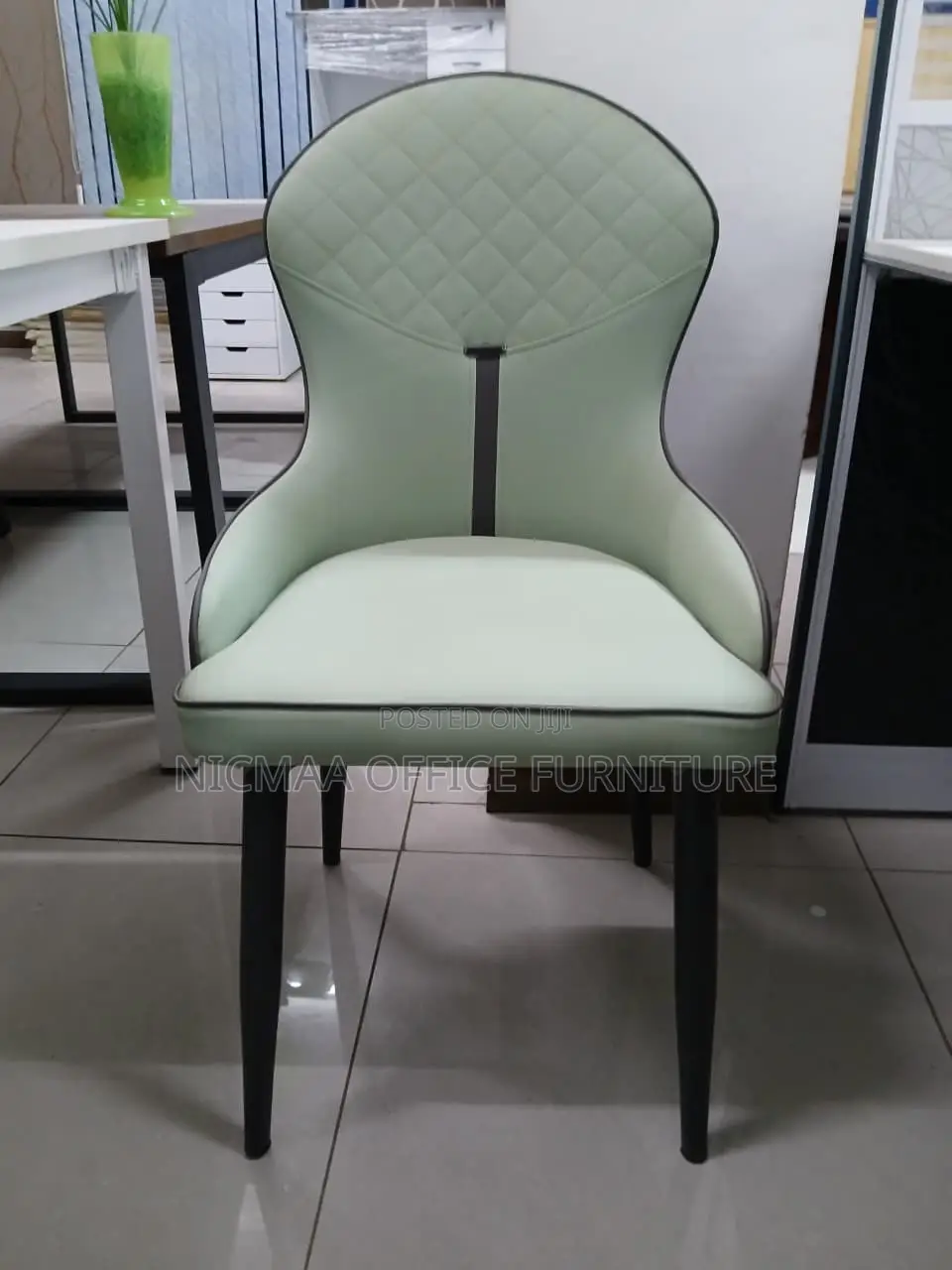 Light Green With Quilted Backrest Modern Upholstered Office Chair