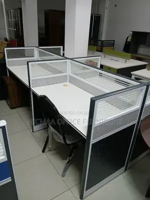 Frosted Glass Partitions White Tabletops Workstation
