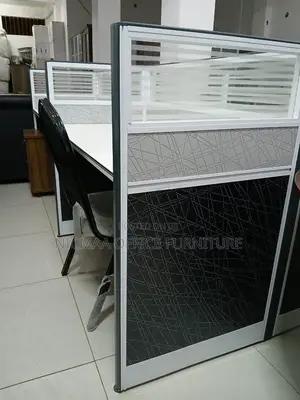 Frosted Glass Partitions White Tabletops Workstation