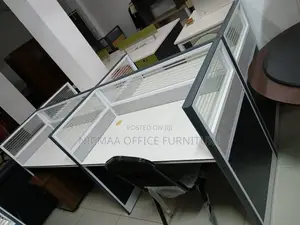 Frosted Glass Partitions White Tabletops Workstation