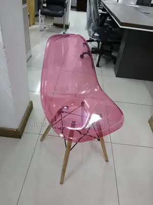 Modern Design With Wooden Legs Transparent Pink Accent Eames Chair