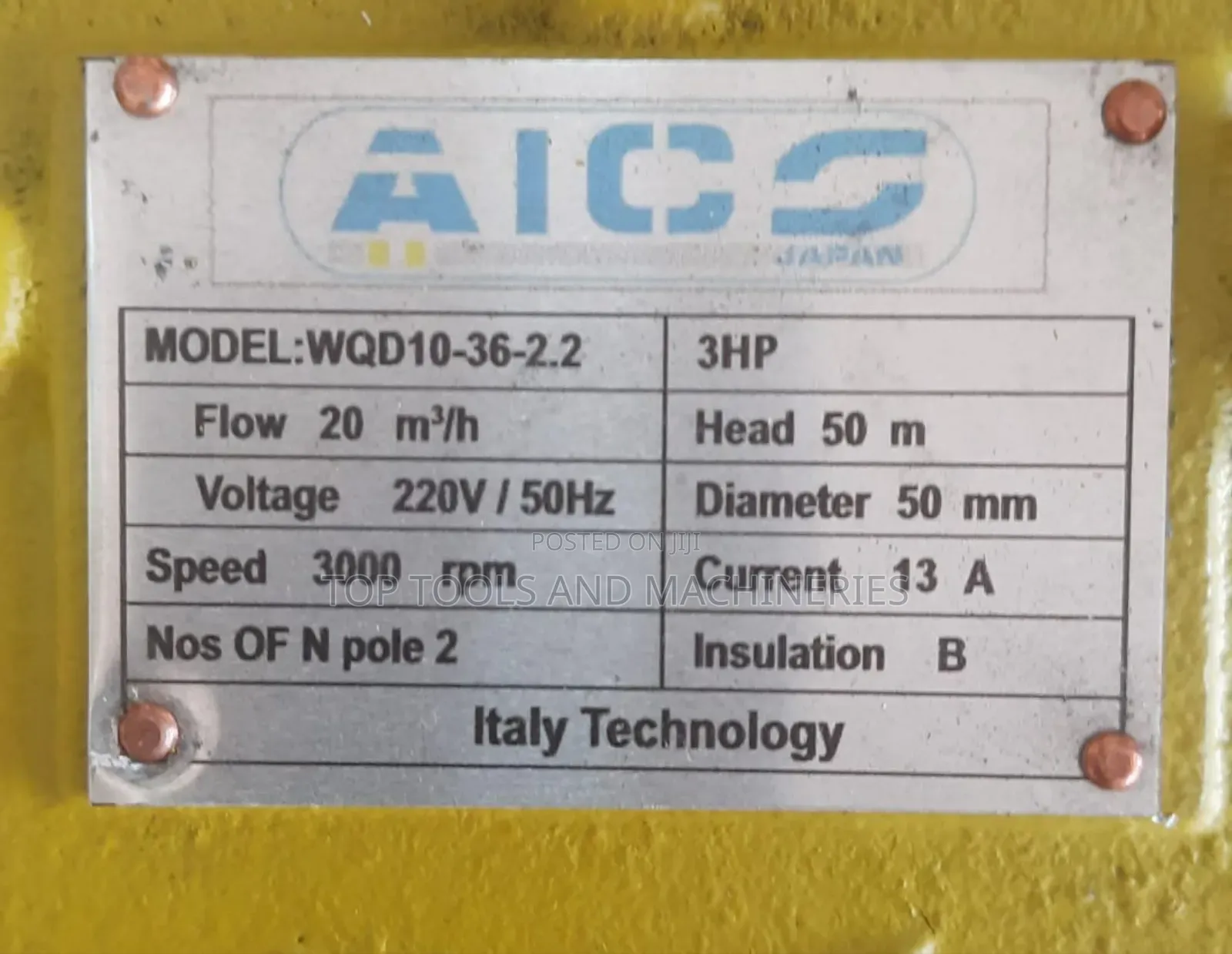 Back in Stock Aico Japan 3hp 50mtrs Head Sewage Submersible Pump