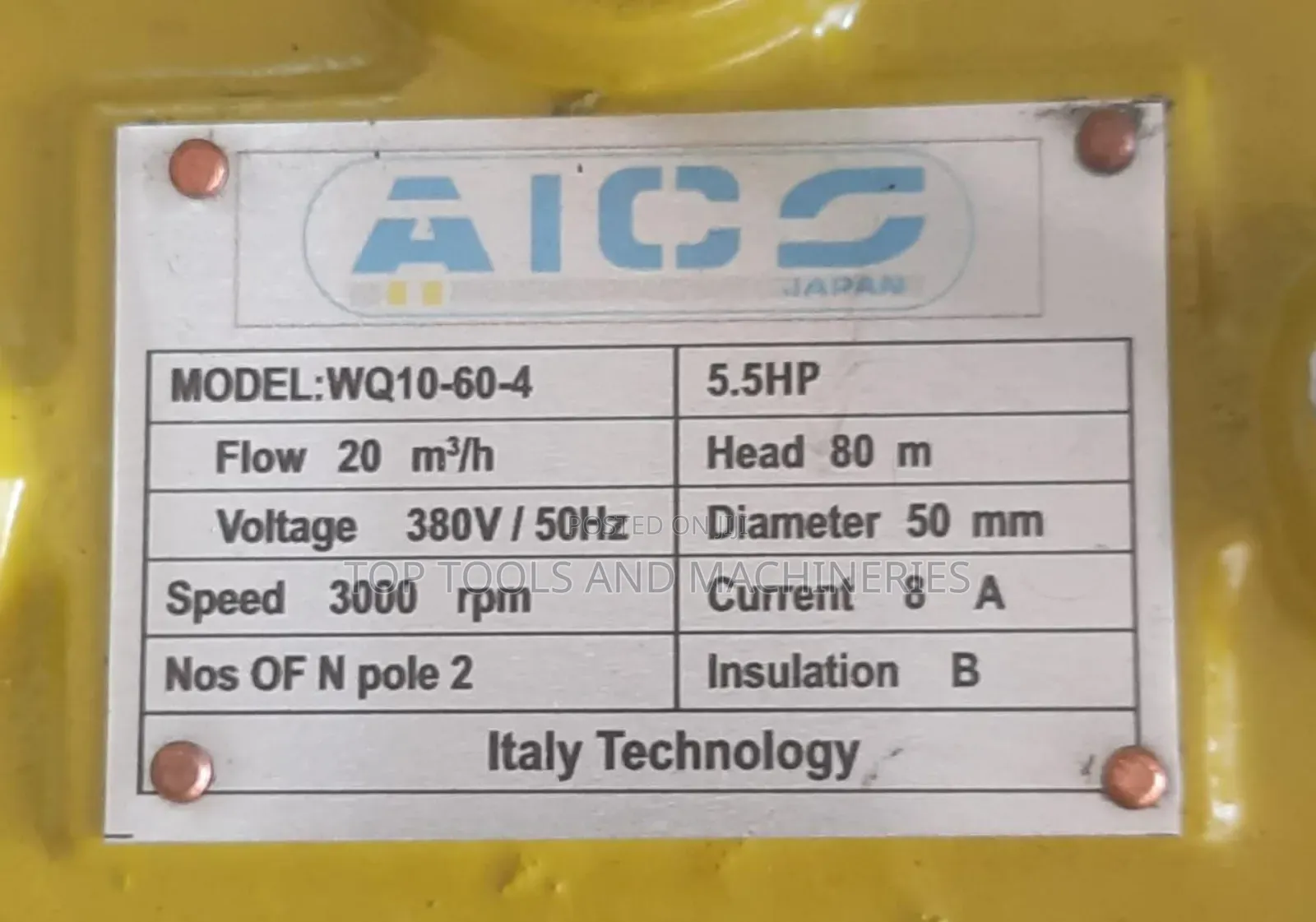 Aico Japan 5.5hp 80 MTRS 3phase Sewage Submersible Pump